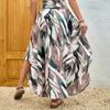 Vintage Floral Print Skirts Women Summer High Waist A-Line Pleated Elastic Long Skirts Casual Holiday Beach Skirt