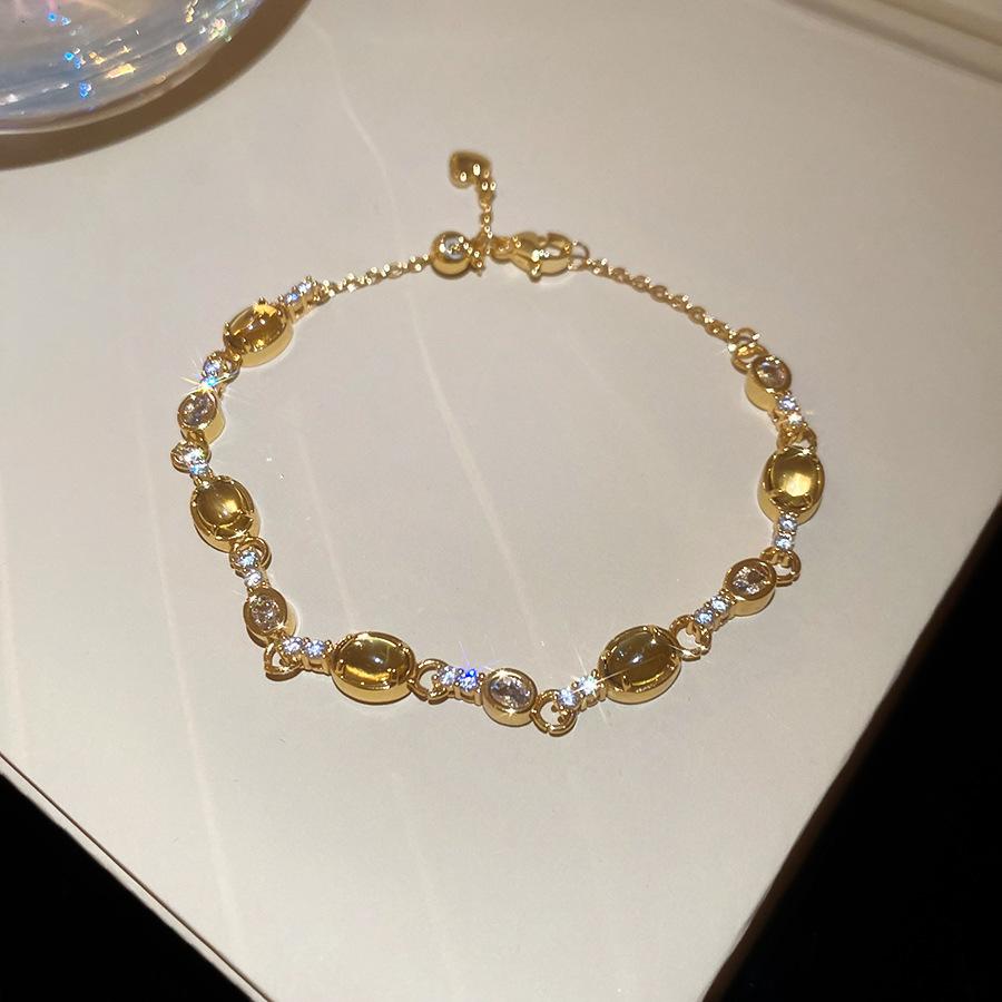Europe and the United States Hot-selling Color Oval Love Zircon Bracelet Light Luxury Bracelet Personalized Jewelry Women