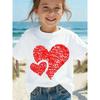 T-shirt à manches courtes et col rond pour fille, taille européenne, avec motif cœur