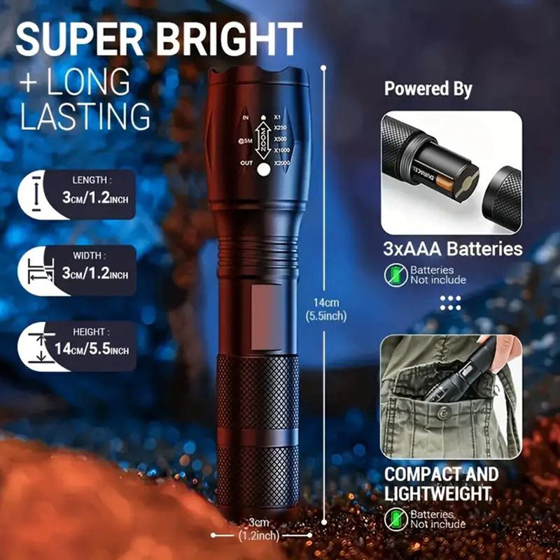 High Power Led Flashlights Camping Torch 5 Lighting Modes Zoom Light Aluminum Alloys Waterproof Material External 18650 Battery