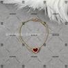 Gold Heart 925 Sterling Silver Rose Gold Plated Red Heart Choker Necklace, Stud Earrings & Bracelet Women's Set