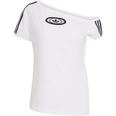 Originals Campus 2000 Off Shoulder Logo Stripe Asymmetric Neck Shoulder Sports Short Sleeve T-Shirt Women Tops KC8795