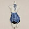 Top Halter Mariposa Azul Retro Americano - Dobladillo Irregular Estilo Fresco Camisola