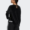 Adidas Velour Crew Neck Sweatshirt Small Logo Casual Daily Tops Women Black HG1843