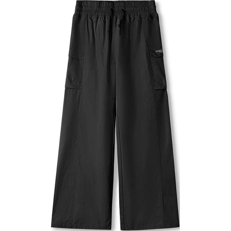 Skechers Fashionable Versatile Comfortable Loose Wide-Leg Casual Pants Women bottoms Carbon-Black L225W125-0018 M