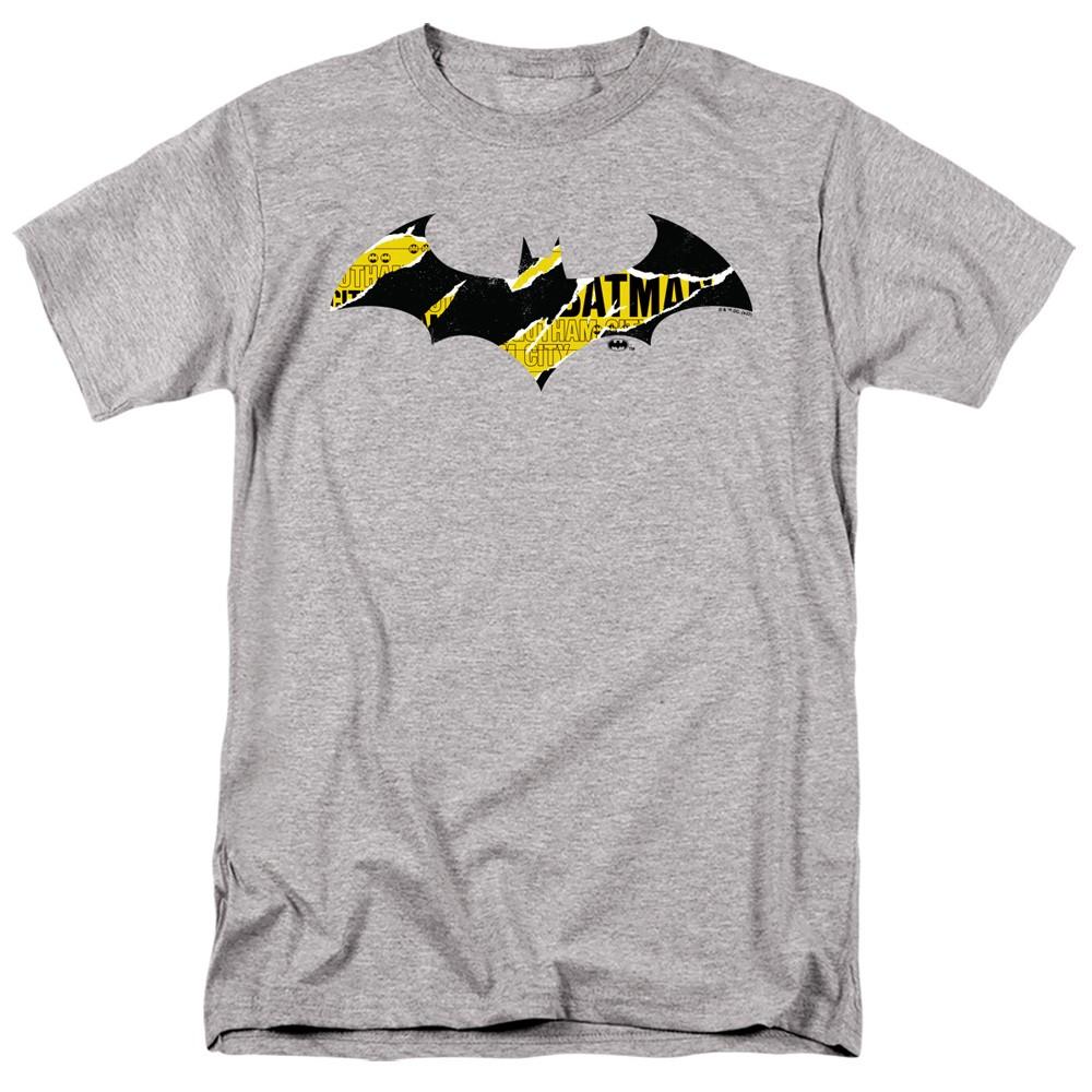 DC Comics - Batman - Batman Torn Gotham Logo - Adult Unisex T-Shirt - Gray S