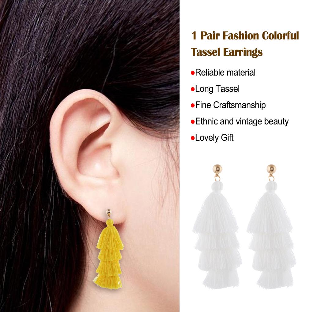 Tassel Earrings Vintage Fashion Chandelier Ear Bohemian Style Fringe Ethnic Dangle Hoop Boho for Beach Girls Accessories