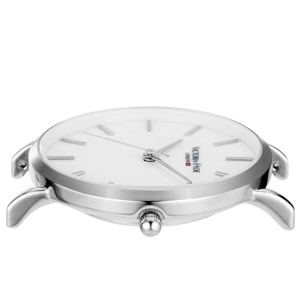 VICTORIA HYDE Uhrenarmband-Set, einfache Quarzuhr, wasserdicht, Edelstahl-Mesh-Band, abnehmbar, modische Uhr, Geschenk für Damen (Grau)