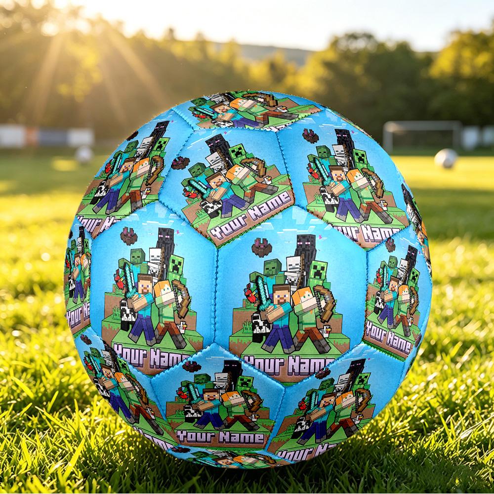 Custom Name Text Size 5 Football,Minecraft Standard Training Soccer Ball