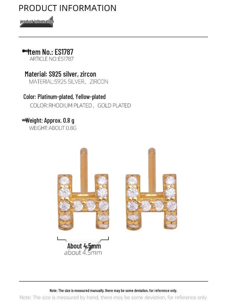 Banyan Tree S925 Silver 'H' Diamond Earrings for Women - Elegant and Versatile for Daily Wear.