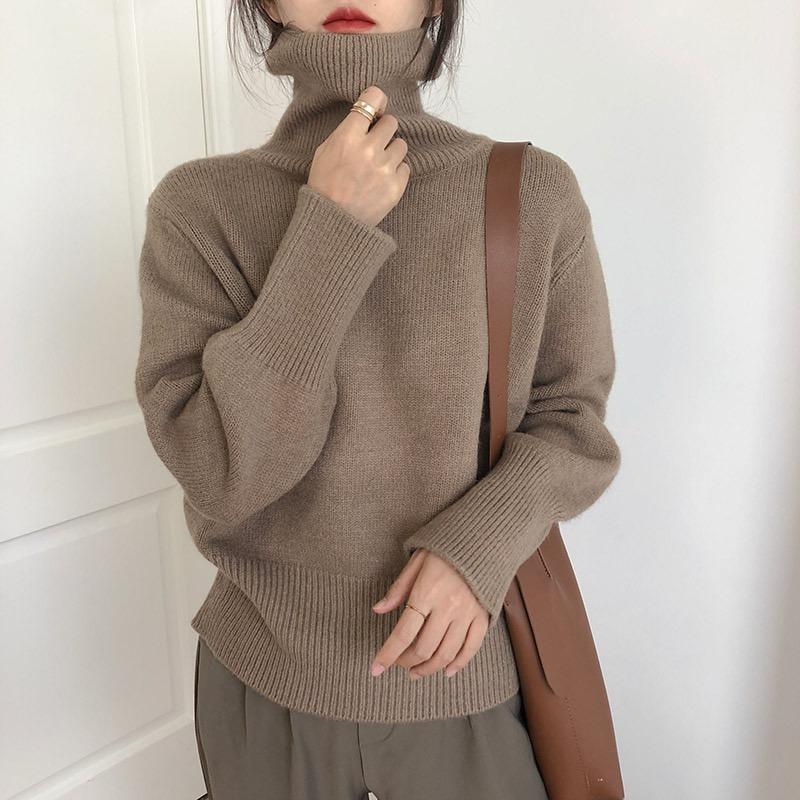 Autumn and Winter New Turtleneck Pullovers Sweaters for Women Fashion Loose Long Sleeve Knitted Sweater for Women Casual Elegant Warm Knitwears 25344