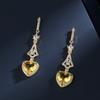 Luxury super flash heart-shaped citrine zircon S silver needle personality luxury peach heart female earrings
