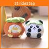 Cute Panda Keychain Decoration 11cm Height Short Plush Panda And Persimmon Colors Pp Cotton Filling