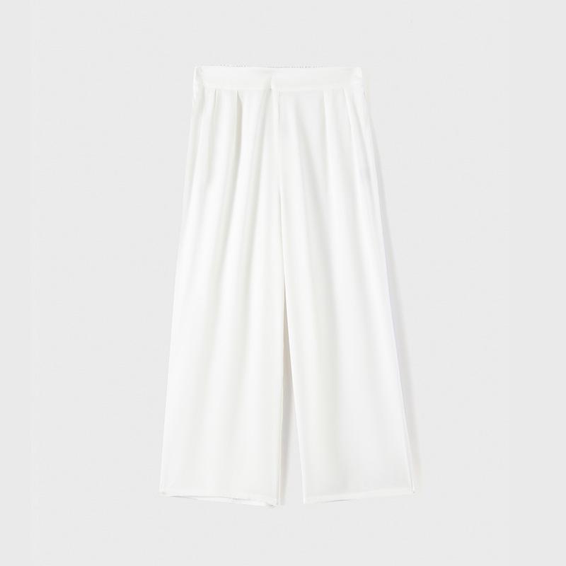 

Тяжелые шелковые стрейчевые брюки-кюлоты - Повседневные, Удобные, Тутовый шелк, Длина до щиколотки M