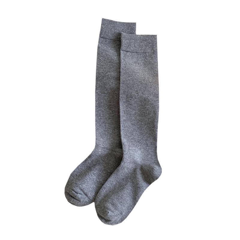 Women's Korean Style Slimming Knee-High Cotton Socks - Autumn/Winter Japanese JK Solid Color