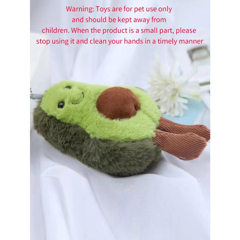 Un simpatico peluche avocado, adatto alla compagnia quotidiana di cani di piccola e media taglia