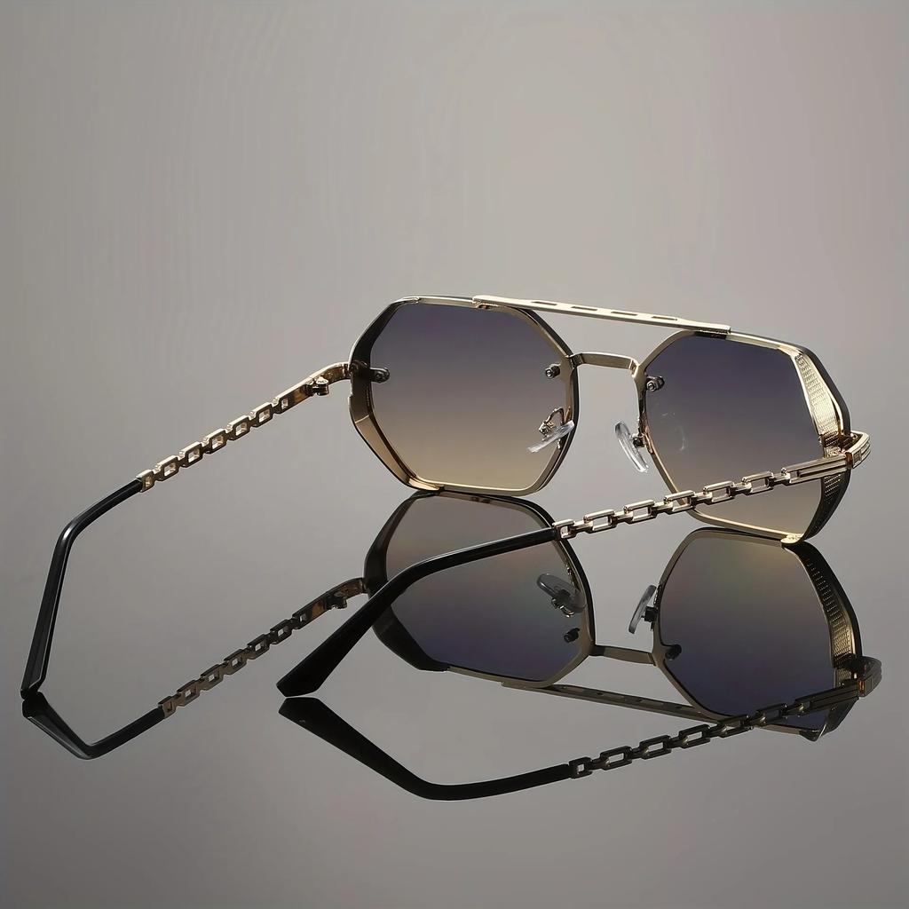 Trendy Square Designer Sunglasses Women Men Metal Frame Colorful Sun Glasses Female Male Brand Fashion Double Bean Shades UV400