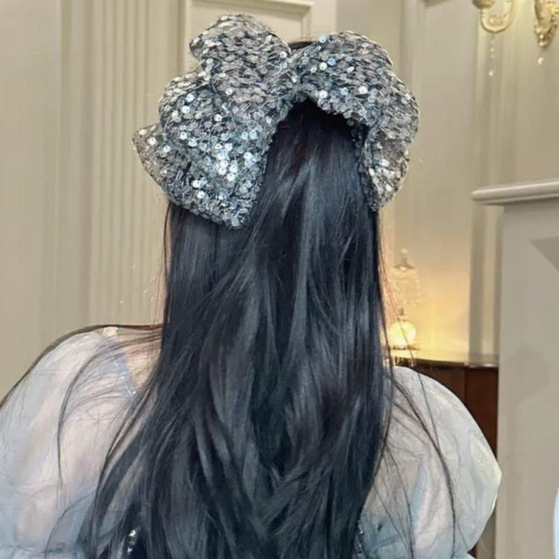Cute Style Sequins Bowknot Shape Hair Claw Summer Hair Accessories for Women High Ponytail Party Anti-Slip Hairpins
