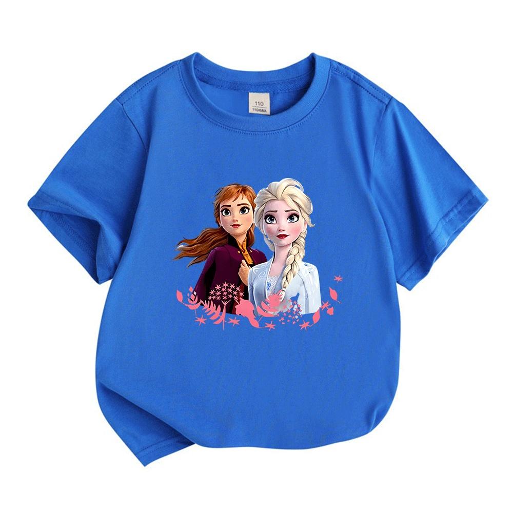 Kids Boys Girls Crew Neck Short Sleeve 100% Cotton T-Shirt, Cute Cartoon Sisters Print Casual Soft Breathable Summer Tee Tops for Children Daily Wear