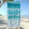 Fresh Ocean Tone Watercolor Dot Stripe Pattern Soft Absorbent Bath Towel for Pool Camping Daily Home Shower Use