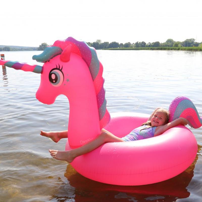 Unicórnio Inflável Gigante de 185cm Boia de Piscina Cavalgável Pégaso Anel de Natação Para Adultos Crianças Brinquedos de Festa Aquática Colchão de Ar