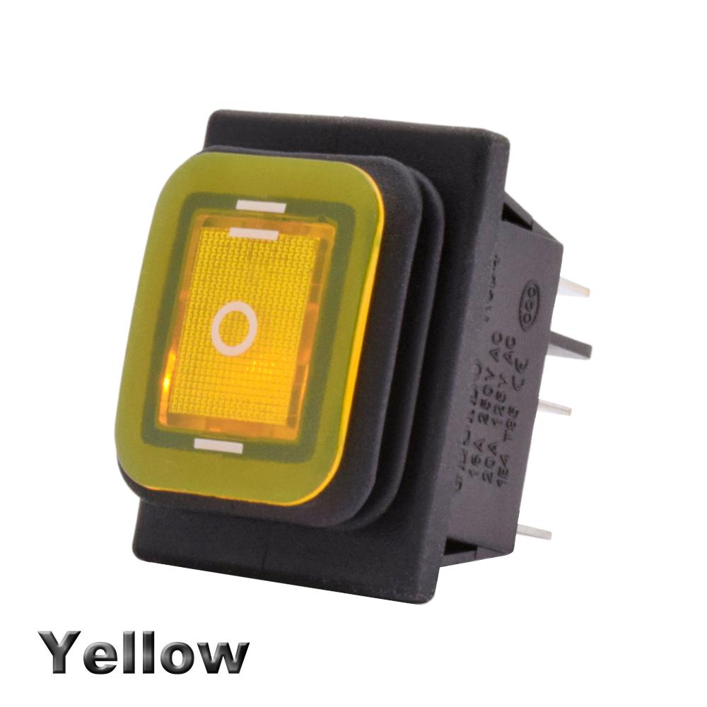 KCD4-203 Heavy Duty 16A 250VAC 30x22mm Waterproof Rocker Push Switch T85 IP65 6pin DPDT ON OFF ON 12V 220V Red Green Blue Light