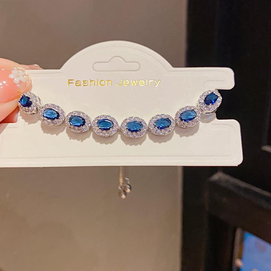 Geometric Oval Zircon Pendant Bracelet For Women Fashion Jewelry Gift For Office