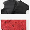 2026 Spring New Arrival Elegant V-neck Red and Black Patchwork Jacquard Wedding Party Dress