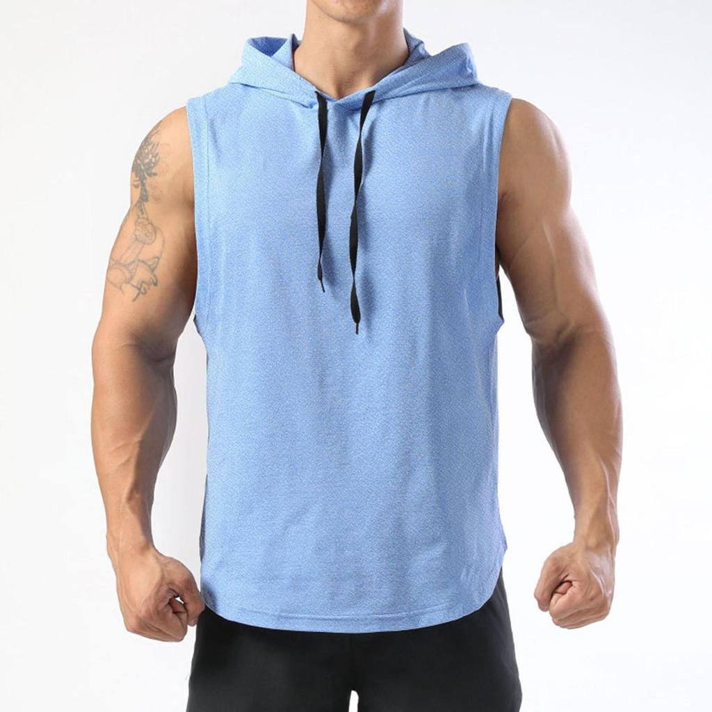 Men's Summer Thin Sleeveless Hooded Vest Sports Sweatshirt Basketball Jacket Waistcoat Bottoming Shirt Top