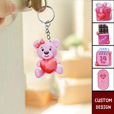 Valentine'S Day Series Love Bear Gift Box Acrylic Diy Party Decoration Keychain