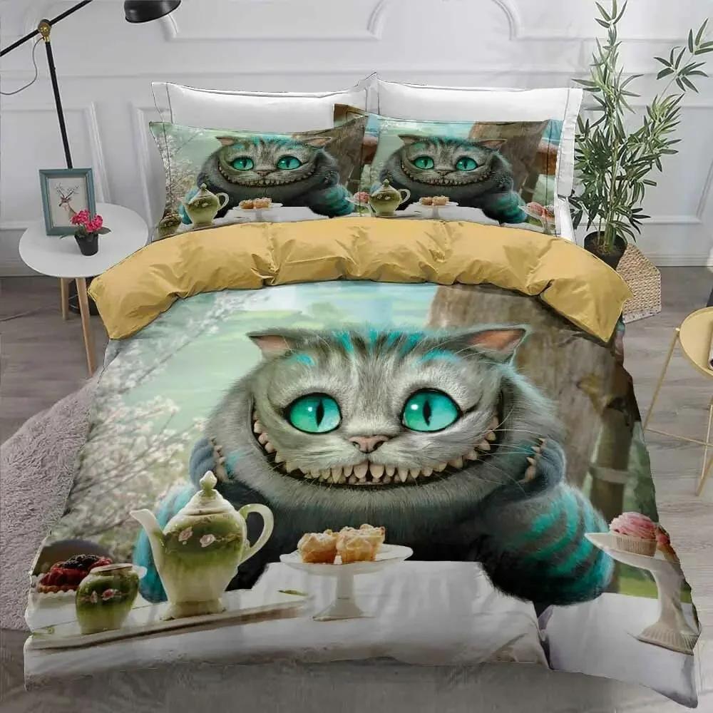 3D Printed Cheshire Cat Bedding Set Duvet Cover Bedroom Comforter Covers Single Twin King Size Quilt Cover Home Textile 2/3Pcs