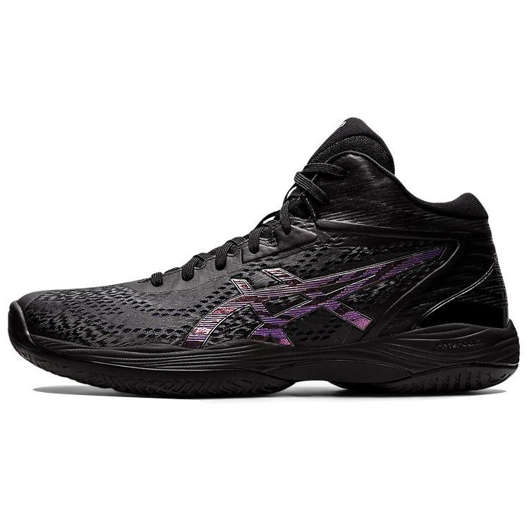 Asics Gel-Hoop V14 Round Toe Comfortable Mid-Top Basketball Shoes Unisex Sneakers Black Purple 1063A050-001
