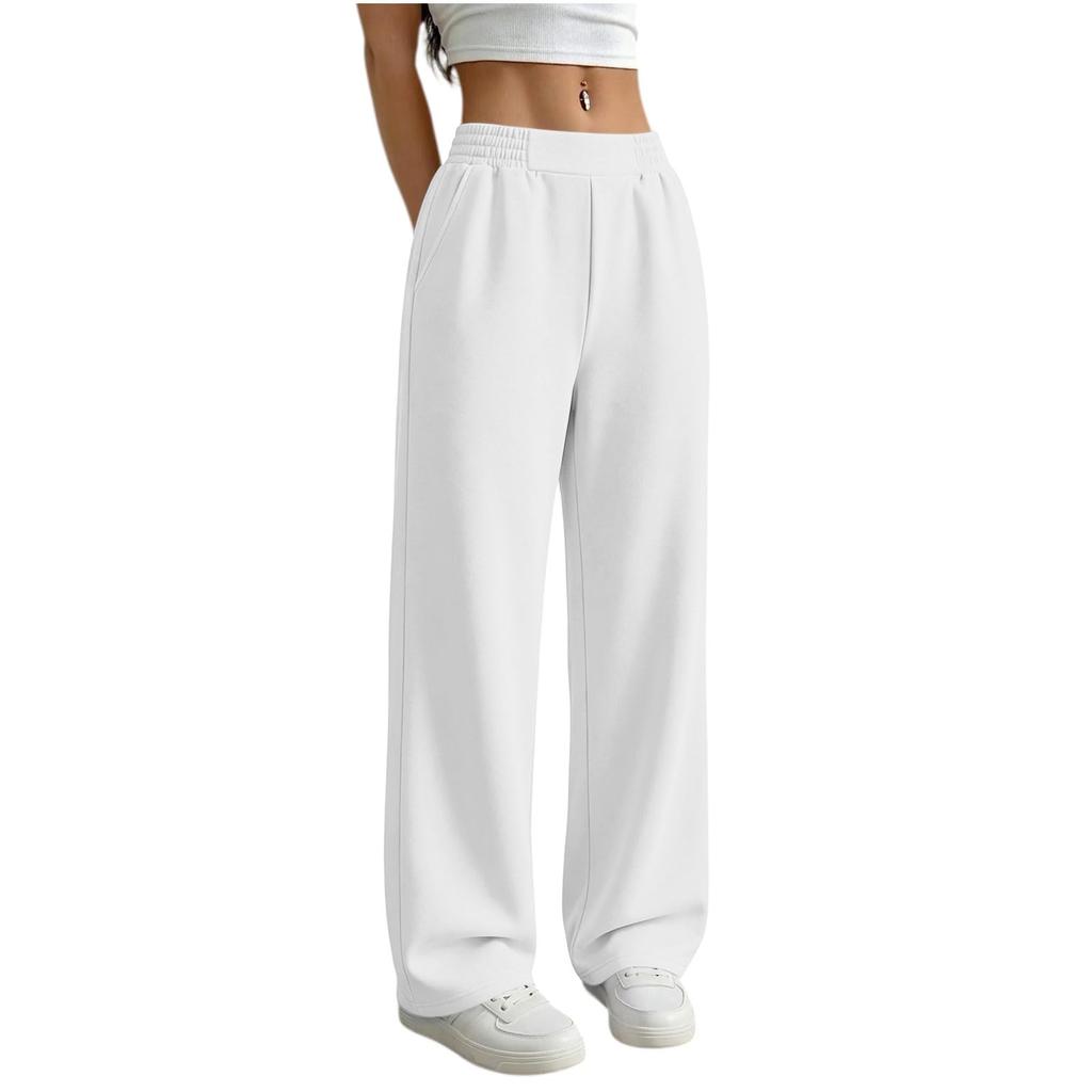 Women's High Waist Wide Leg Pants with Drawstring, Color Casual Trousers for Everyday Wear