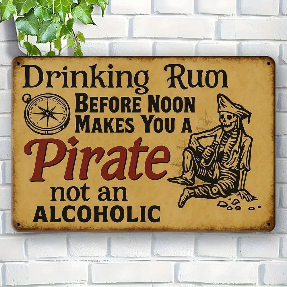 

Металлическая табличка «Пиратский ром» - 20x30см Юмористический декор для бара с дизайном компаса и черепа чистый