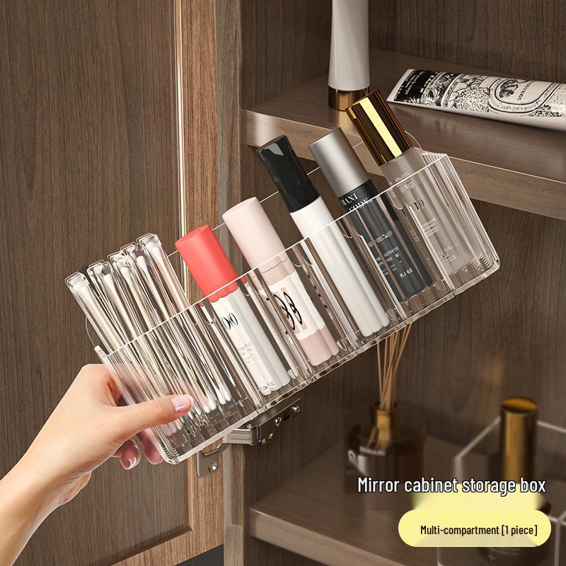 Wall-Mounted Jewelry Rack: Mirror Cabinet Door with Necklace, Bracelet, and Earring Hooks