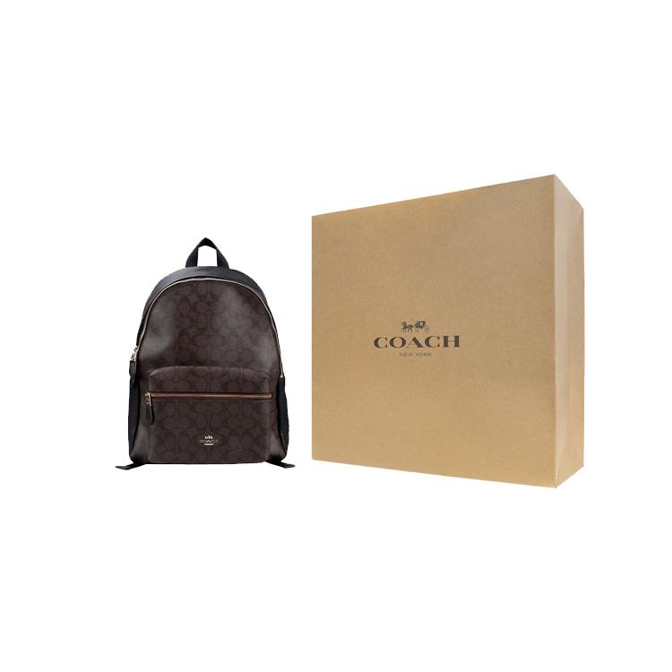 COACH Charlie Coated Canvas Backpack Large Women's Dark Brown (Unisex) Backpacks 58314 IMAA8