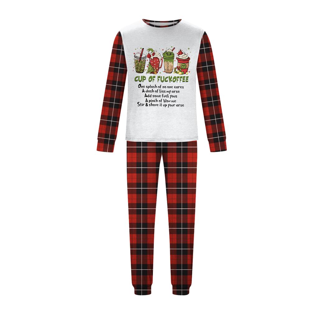 Vánoční potisk Rodičovský a dětský pyžamový set s dlouhým rukávem Domácí oblečení