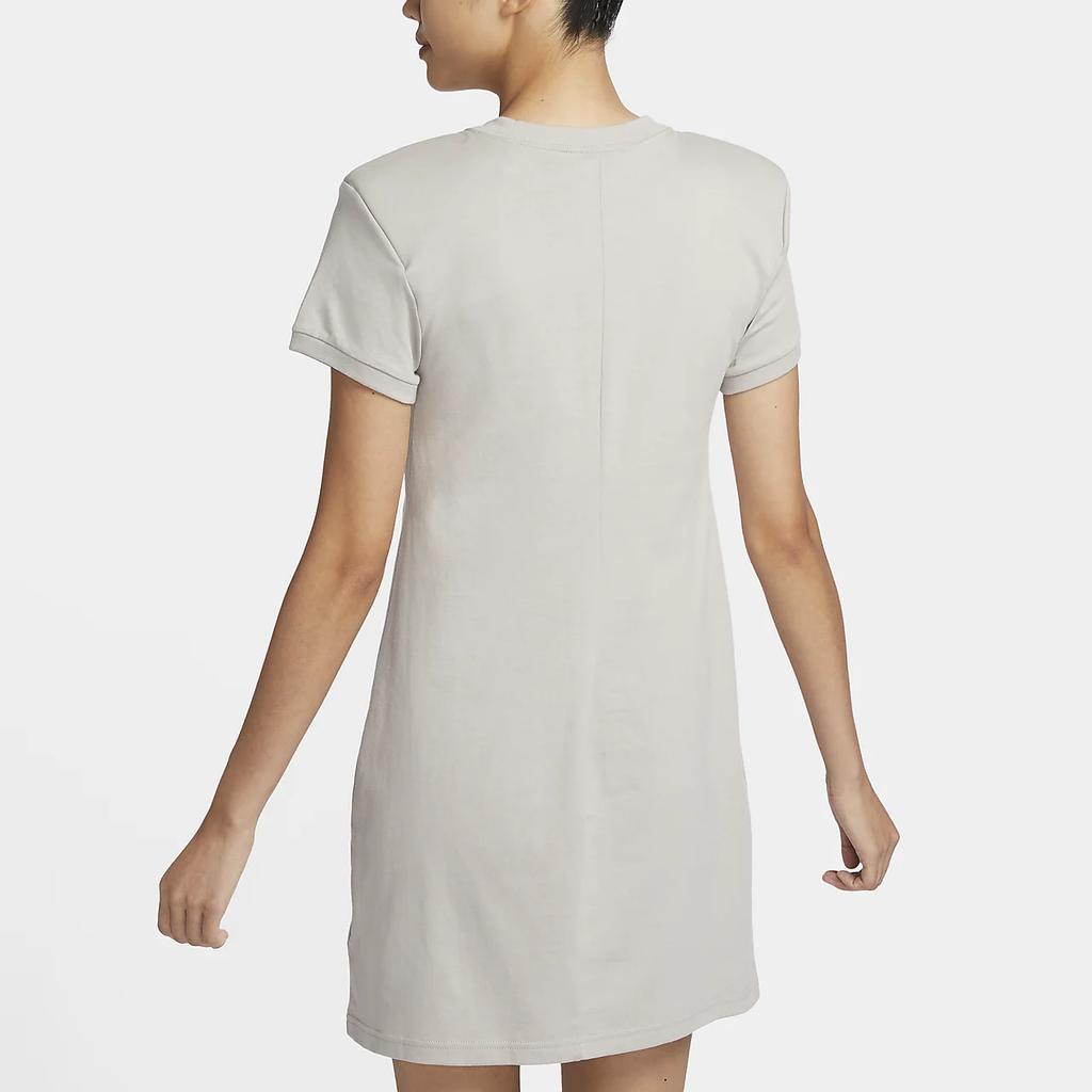 Nike Fitted Embroidered Solid Color Casual Training Breathable Short Sleeve Dress Women Dresses University-Gray White DR6003-033