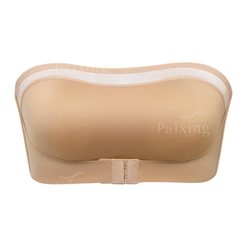 See Through Mesh High Elasticity Wire Free Front Closure Side Gathering Push Up Women Bandeau Bra