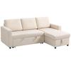 Divano angolare modulare convertibile con chaise longue reversibile, contenitore e 3 cuscini schienale, color crema