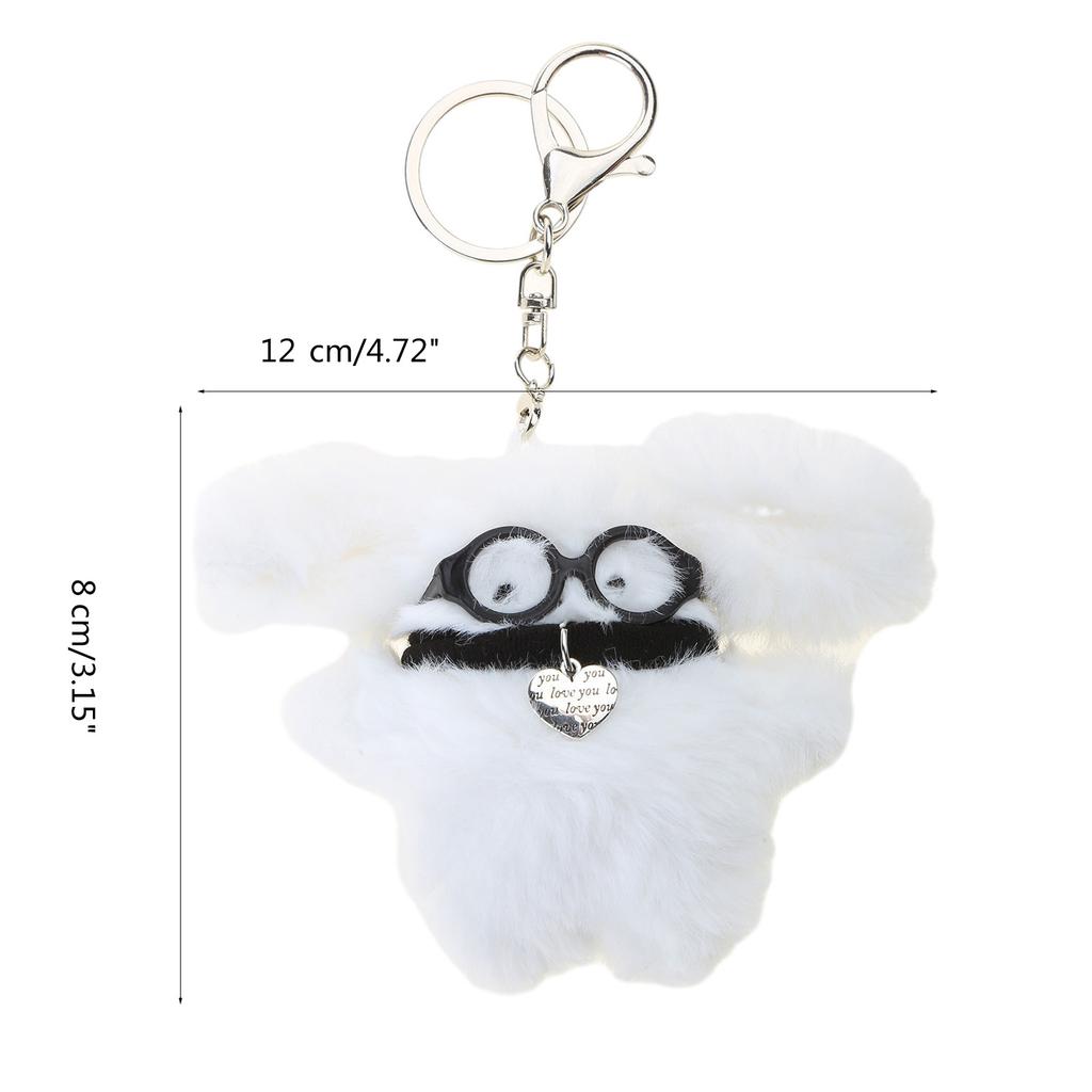 Furry Dog Keychain Plush Toy Pendant Keyring Stuffed Animals Key Rings Stylish Ornament for Bag Phones Keys Cameras