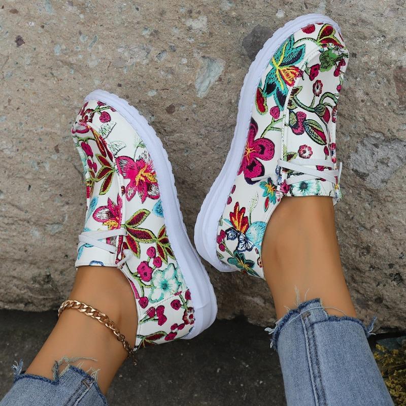 Spring and Autumn Large Size Low Top Single Shoes Women's Graffiti Lazy Canvas Shoes Lightweight Board Shoes