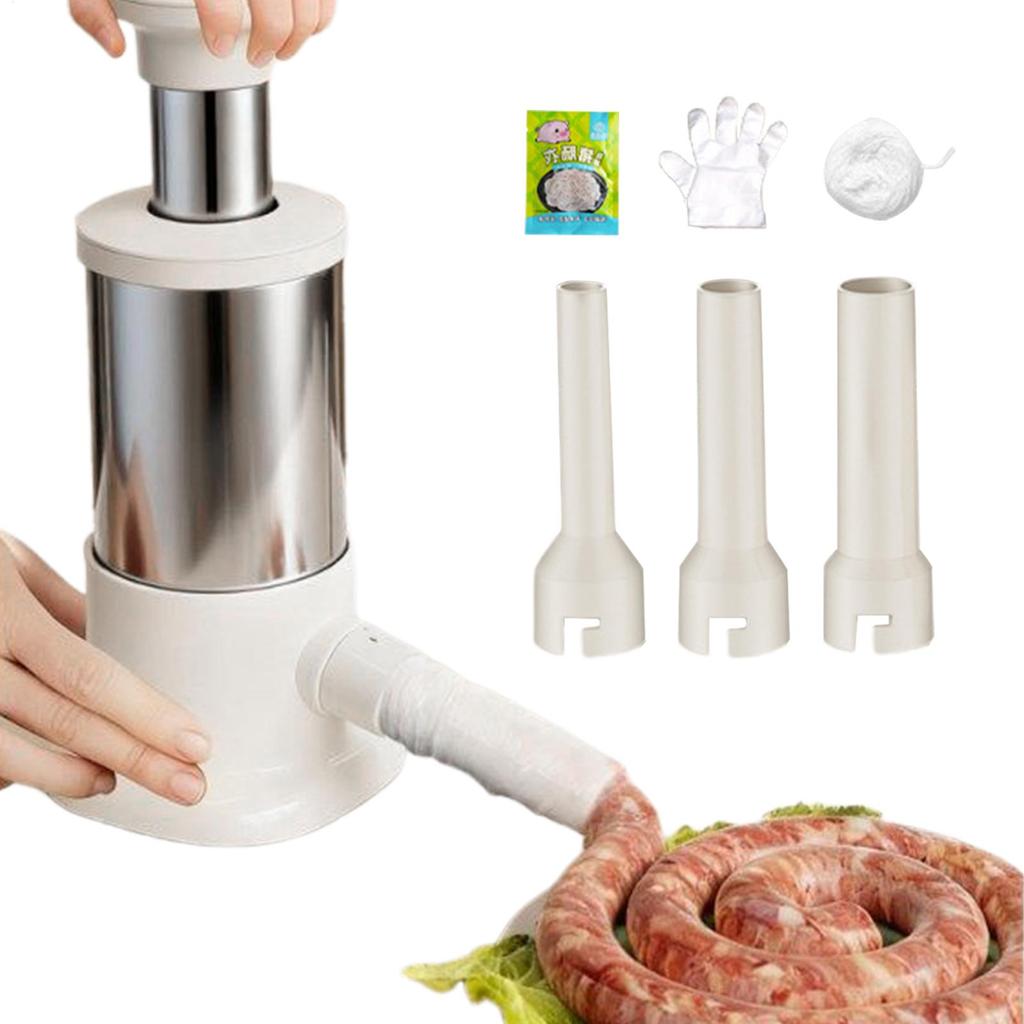 Stainless Steel Large Manual Sausage Maker Meatball Maker Sausage Stuffer Homemade Use Filler Tool Meat Ball Mold Machine