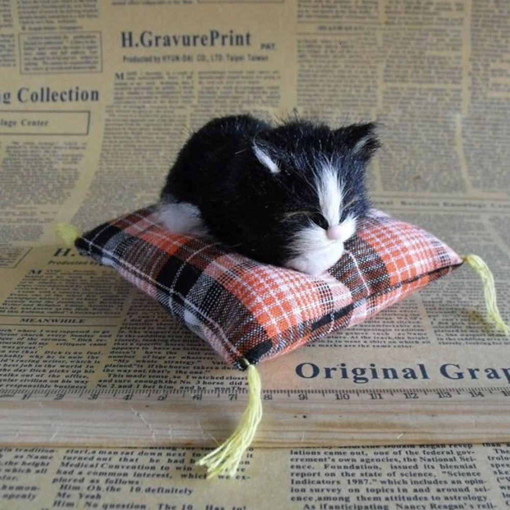 Cloth Plush Simulation Fur Cat Kawaii Kitty Cute Animal Doll Mini Sleeping Cats Toy  Home Decor