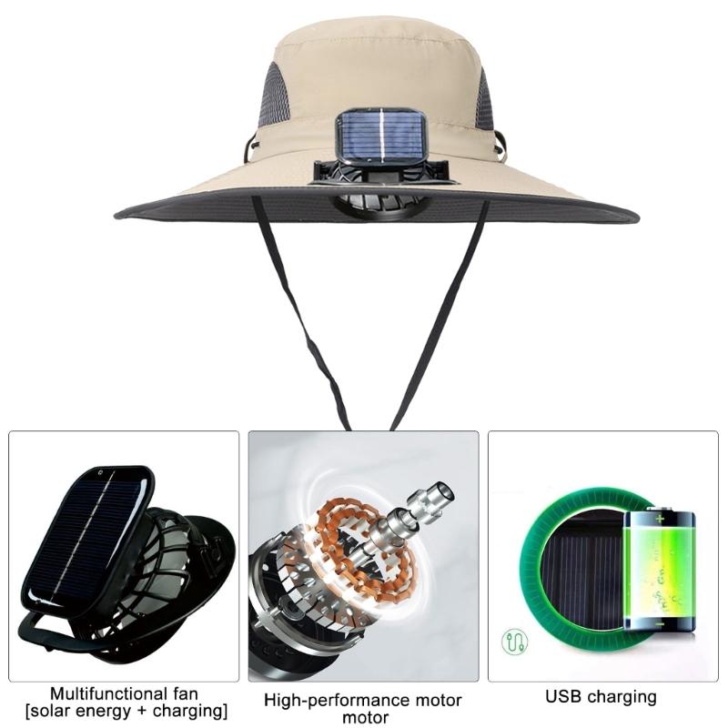 Cooling Solar Charged Fan Hat USB Rechargeable Sunblocking Hat Perfect Accessory for Outdoor Adventures Enthusiasts Gear