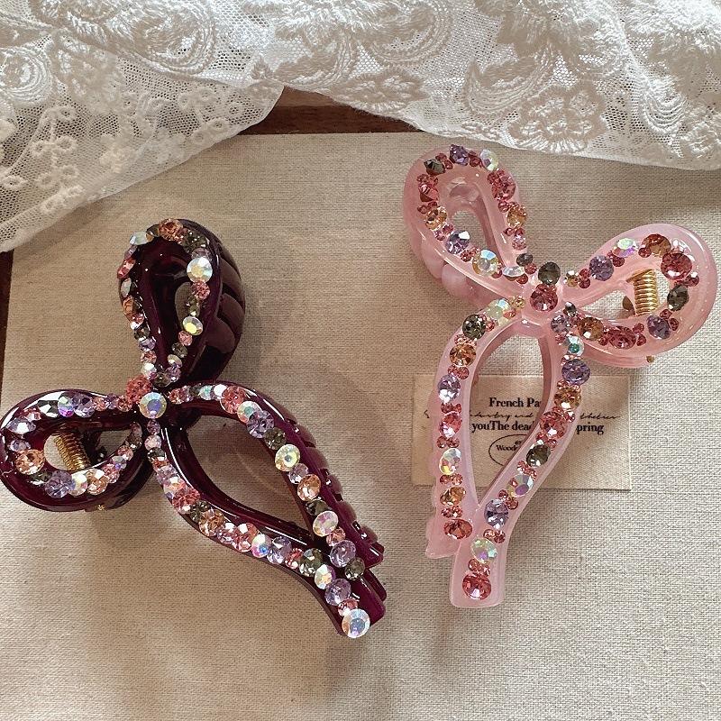 Elegant Fully Beaded Bow Hair Clip, Transparent Jelly Shark Hair Clip for Women