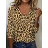 Women's Tunic T Shirt Print Graphic Leopard Color Block Vintage Stylish Casual Long Sleeve V Neck Regular Tops Daily Sports Weekend Blue Khaki Fall