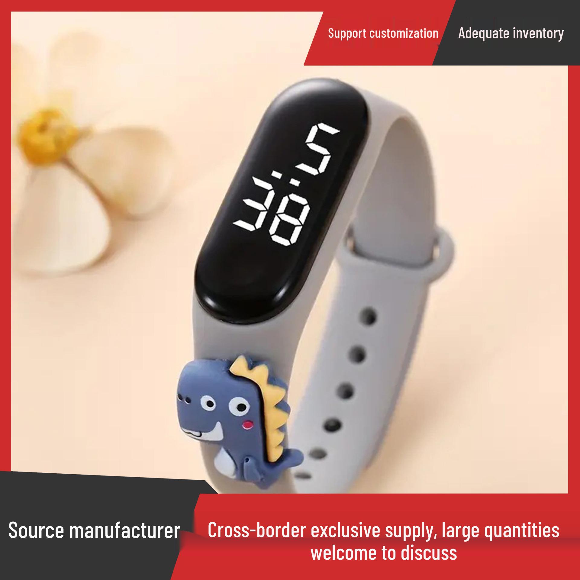 

3D Dinosaur Silicone Watch for Kids - Cute & Electronic, Ideal for Boys and Girls сірий колір