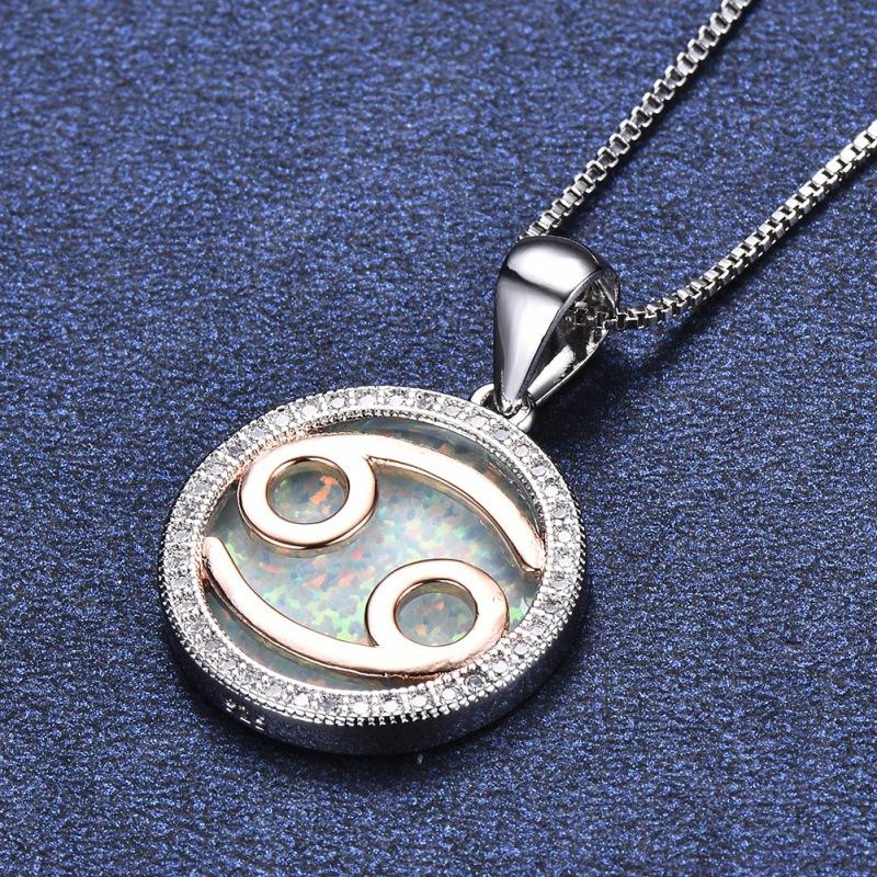 

Silver Blue White + White Gold Rose Gold Cancer Necklace Simple Versatile Pendant
