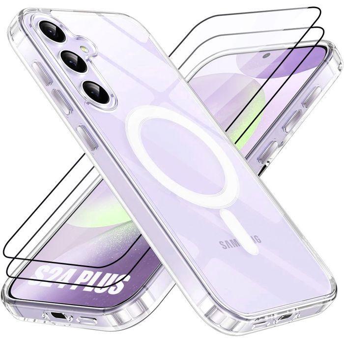 Protective Case - BOOLING - for Samsung Galaxy S24 Plus - with 2 Tempered Glasses - Magnetic Circle - Transparent trasparente